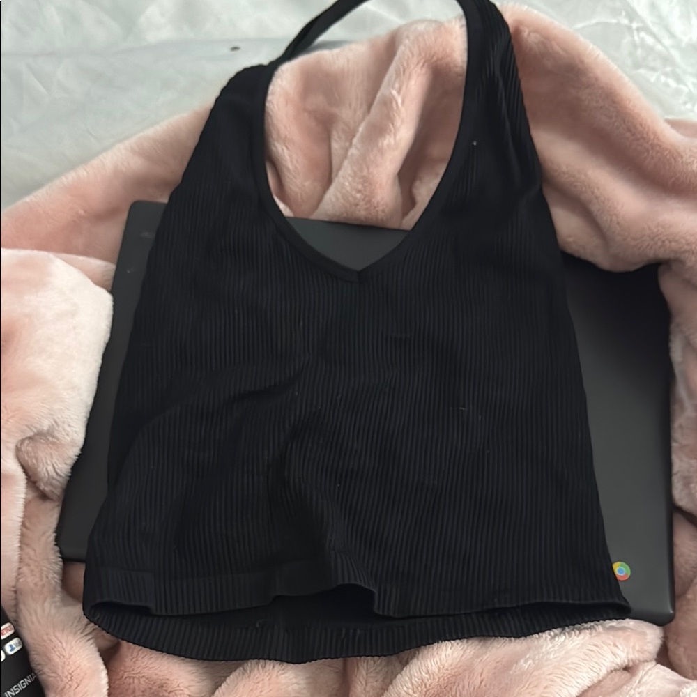 Black Ribbed Women's Top